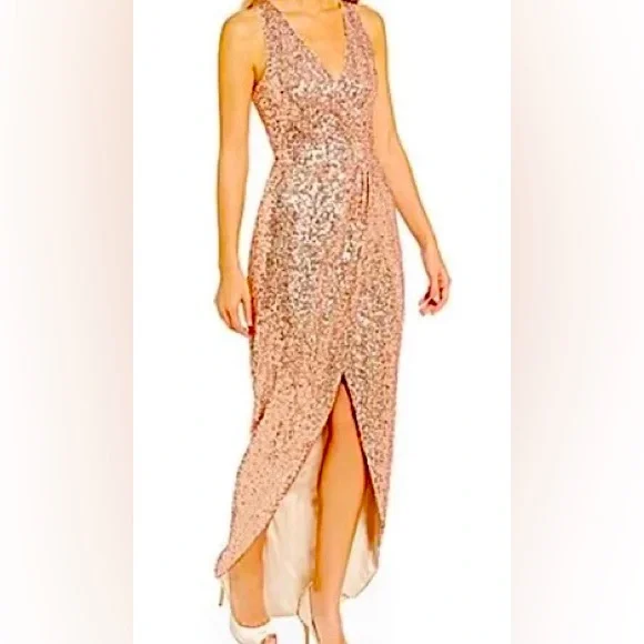 Belle Badgley Mischka Rose Gold Sequin Gown - Picture 5 of 11